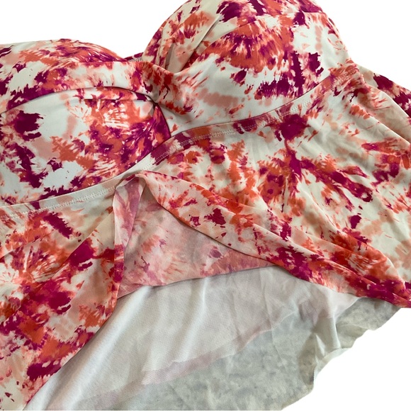 Time and Tru SWIM layered Pink and Orange Tankini bathing suit Top 1X 16/18W - Picture 6 of 11